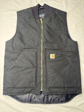 Carhartt OV0001 Duck Insulated Rib Collar Vest Relaxed Fit Black Size M